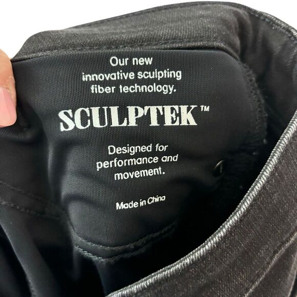 Athleta Womens Jeans Sculptek Denim Carbon Black Wash Zip Ankle Goth Moto Size 6 - Picture 10 of 15